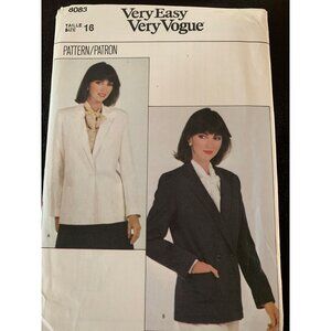 Vogue Misses Jacket Sewing Pattern 8083 Size 16 - Uncut